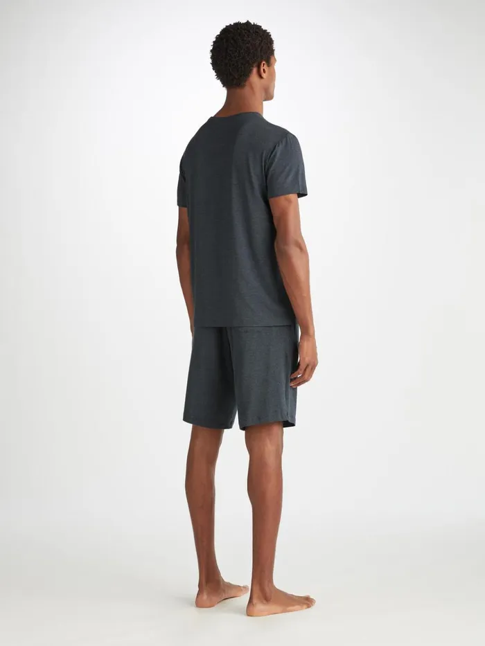 Short Sleeve TShirts Men Derek Rose TShirt Marlowe Micro Modal Stretch Anthracite