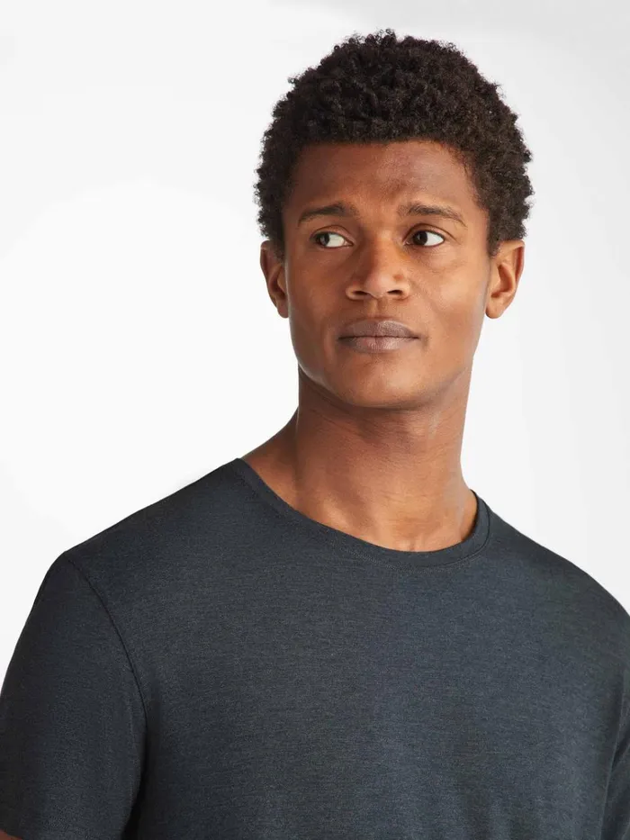 Short Sleeve TShirts Men Derek Rose TShirt Marlowe Micro Modal Stretch Anthracite