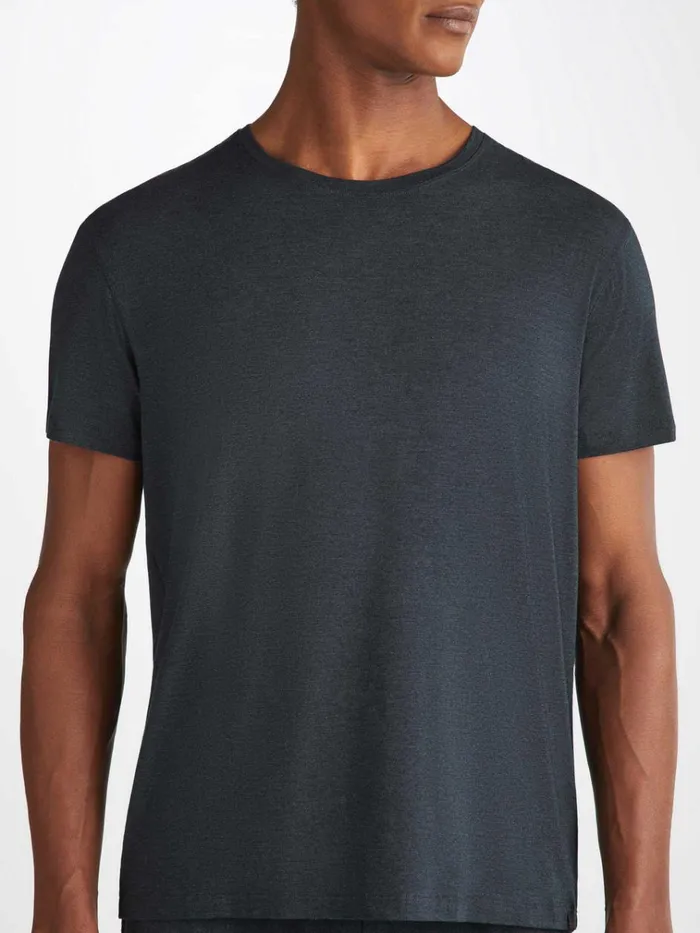 Short Sleeve TShirts Men Derek Rose TShirt Marlowe Micro Modal Stretch Anthracite