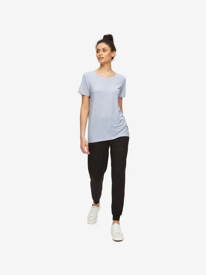 Short Sleeve TShirts Women Derek Rose TShirt Ethan Micro Modal Stretch Light Blue Marl