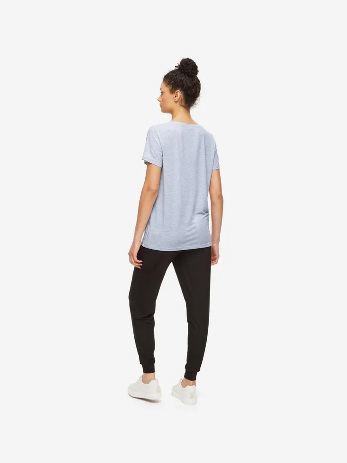 Short Sleeve TShirts Women Derek Rose TShirt Ethan Micro Modal Stretch Light Blue Marl