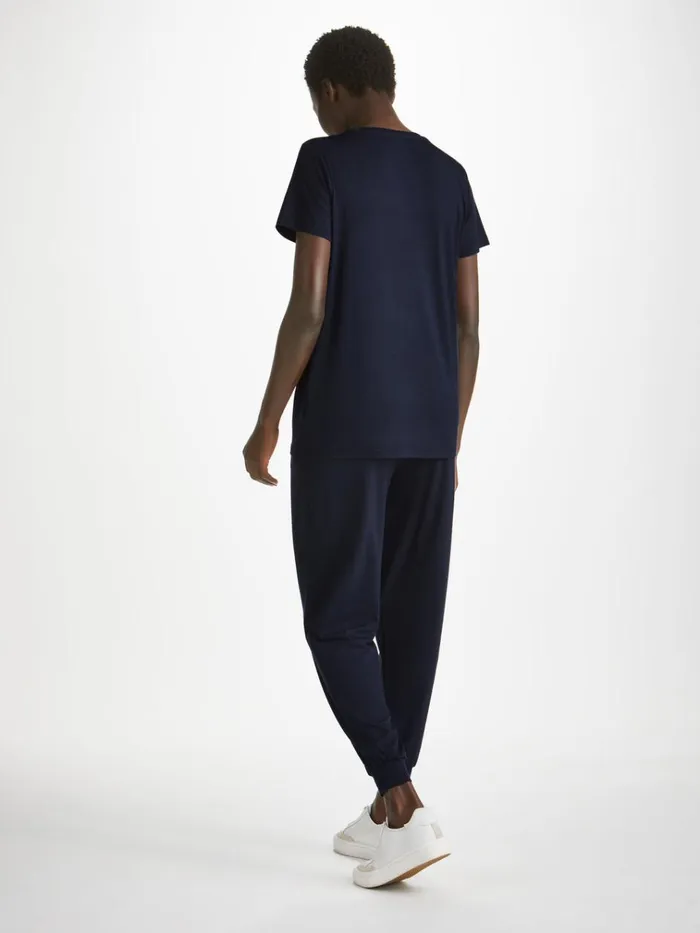 Short Sleeve TShirts Women Derek Rose TShirt Lara Micro Modal Stretch Navy
