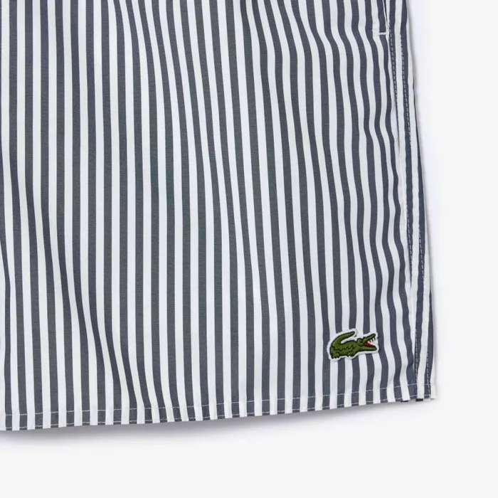 Shorts and Swim Men Lacoste Men039s Striped Swimming Trunks Navy Blue White Hhw