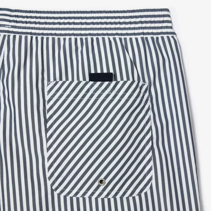 Shorts and Swim Men Lacoste Men039s Striped Swimming Trunks Navy Blue White Hhw