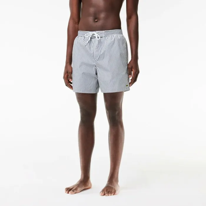 Shorts and Swim Men Lacoste Men039s Striped Swimming Trunks Navy Blue White Hhw
