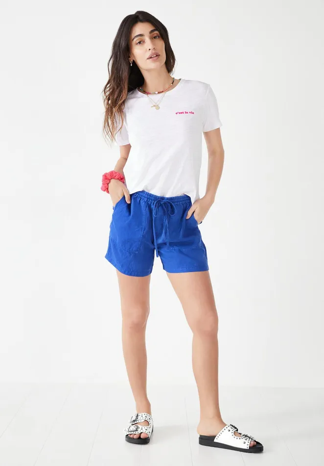 Shorts Women Hush Relaxed Washed Linen Shorts Bright Blue