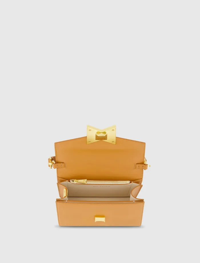 Shoulder Bags Mac Duggal Women Mini Leather Shoulder Handbag With Gold Hardware 8211 FINAL SALE Toffee