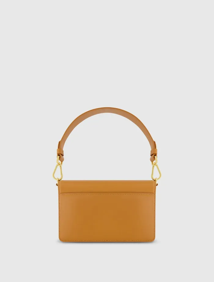 Shoulder Bags Mac Duggal Women Mini Leather Shoulder Handbag With Gold Hardware 8211 FINAL SALE Toffee