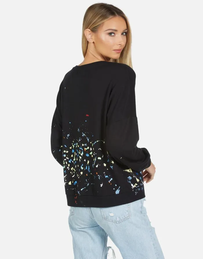 Sierra Brush Peace Blackpaint Splatter Women Lauren Moshi Long Sleeve