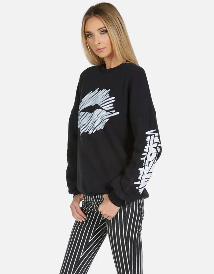 Sierra Scribble Lip Black Women Lauren Moshi Long Sleeve