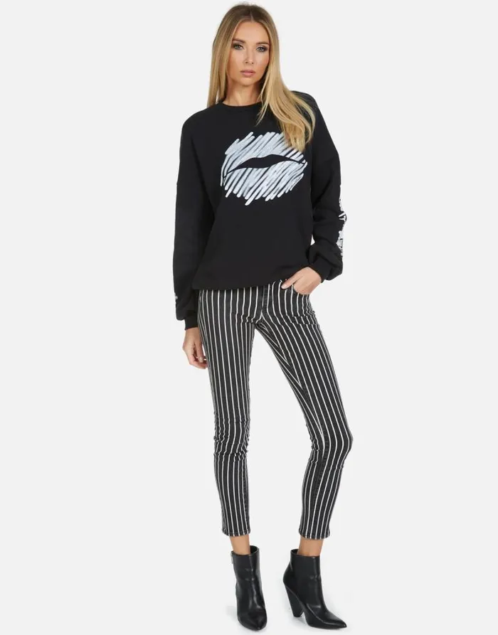 Sierra Scribble Lip Black Women Lauren Moshi Long Sleeve