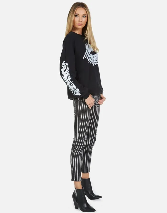 Sierra Scribble Lip Black Women Lauren Moshi Long Sleeve