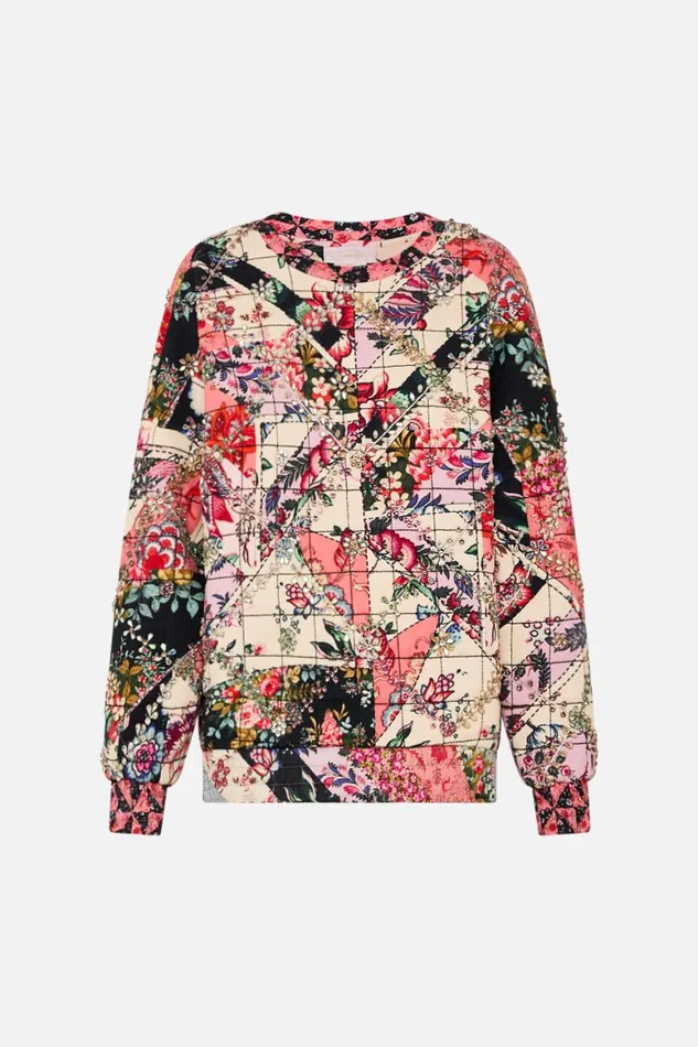 SILK BAND DROPPED SHOULDER SWEATSHIRT PATCHWORK POETRY Patchwork Poetry Womens Camilla Knitwear