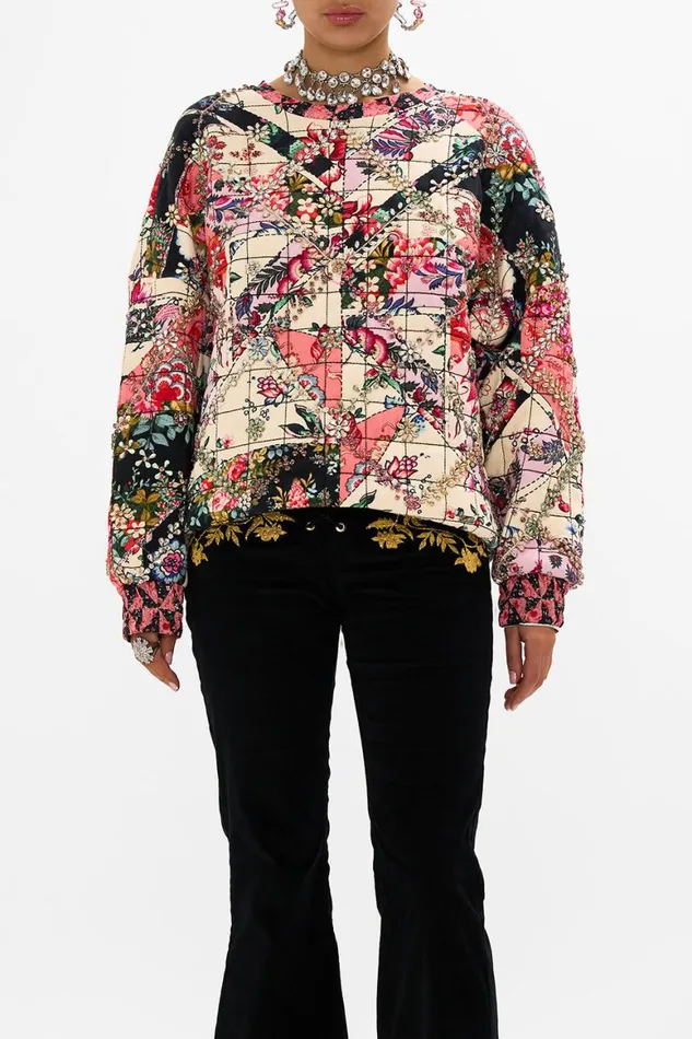 SILK BAND DROPPED SHOULDER SWEATSHIRT PATCHWORK POETRY Patchwork Poetry Womens Camilla Knitwear