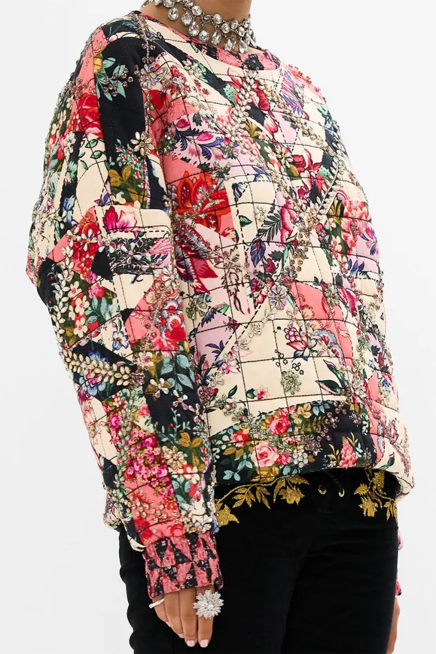 SILK BAND DROPPED SHOULDER SWEATSHIRT PATCHWORK POETRY Patchwork Poetry Womens Camilla Knitwear