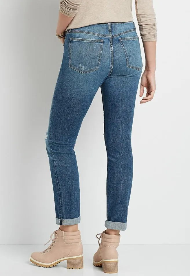 Silver Jeans Co Beau Back Destructed Rolled Girlfriend Jean Women Maurices Jeans