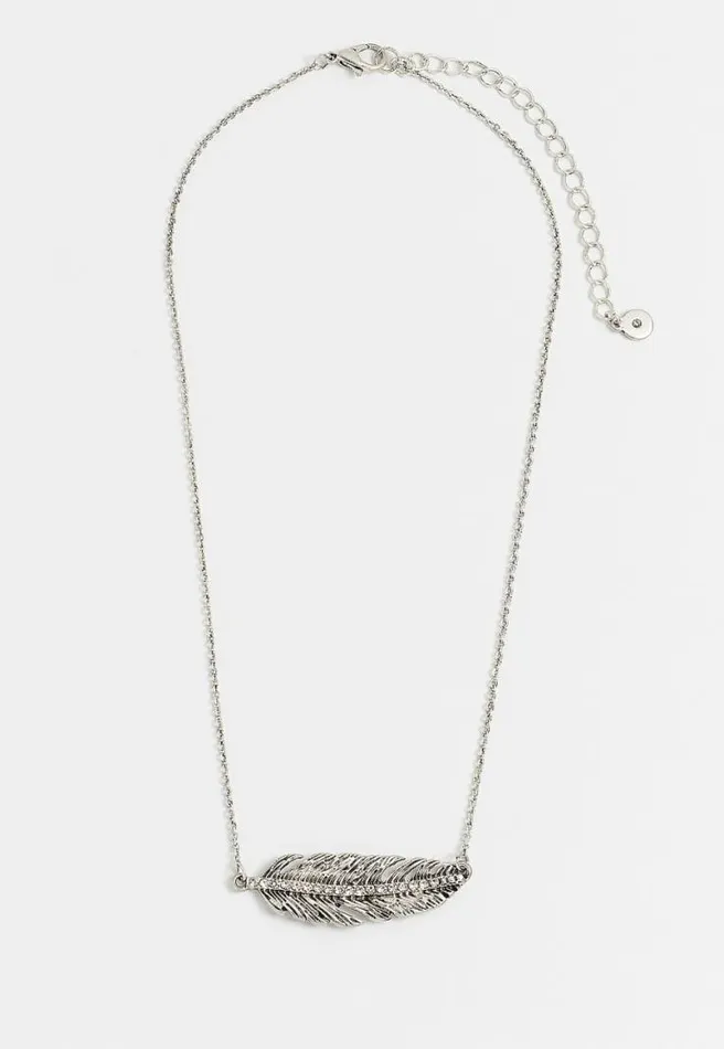 Silver Sideways Feather Necklace Women Maurices Jewelry
