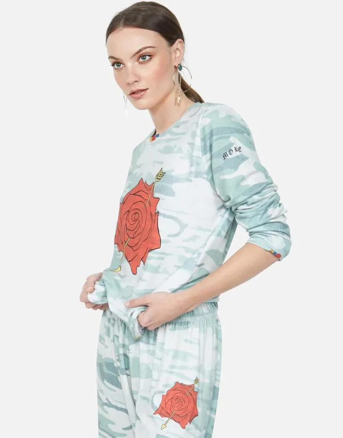 Simone Love More Rose Jade Camo Women Lauren Moshi Long Sleeve