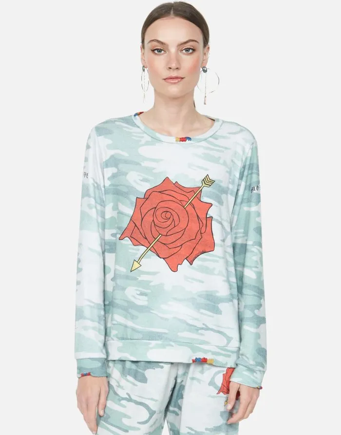 Simone Love More Rose Jade Camo Women Lauren Moshi Long Sleeve