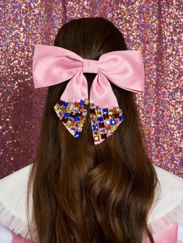 Sister Jane Accessories Womenswear Saturday Night Embellished Hair Bow Baby Pink