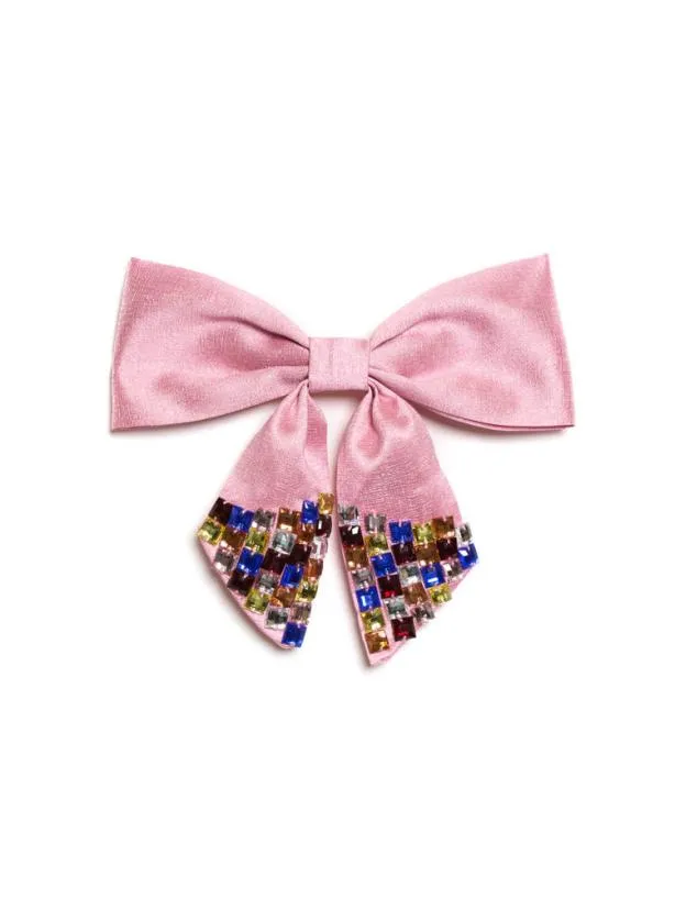 Sister Jane Accessories Womenswear Saturday Night Embellished Hair Bow Baby Pink