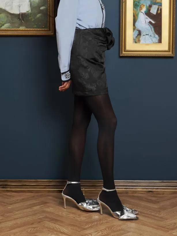 Sister Jane Bottoms Womenswear Gallery Rosette Mini Skirt Coal Black