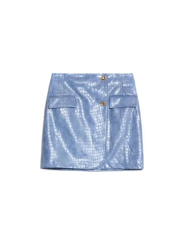 Sister Jane Bottoms Womenswear Ghospell Nix PU Mini Skirt Stone Blue