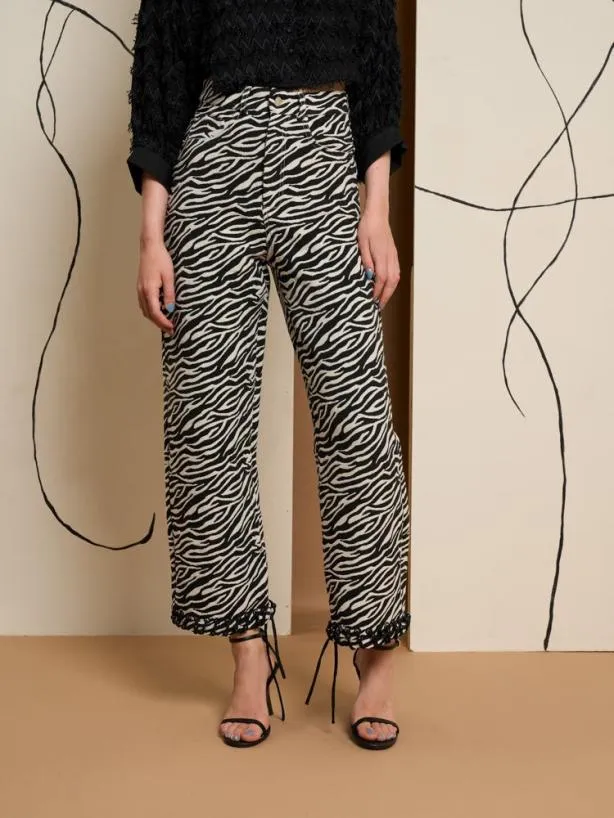 Sister Jane Bottoms Womenswear Ghospell Stevie Zebra Trousers Downtown Brown