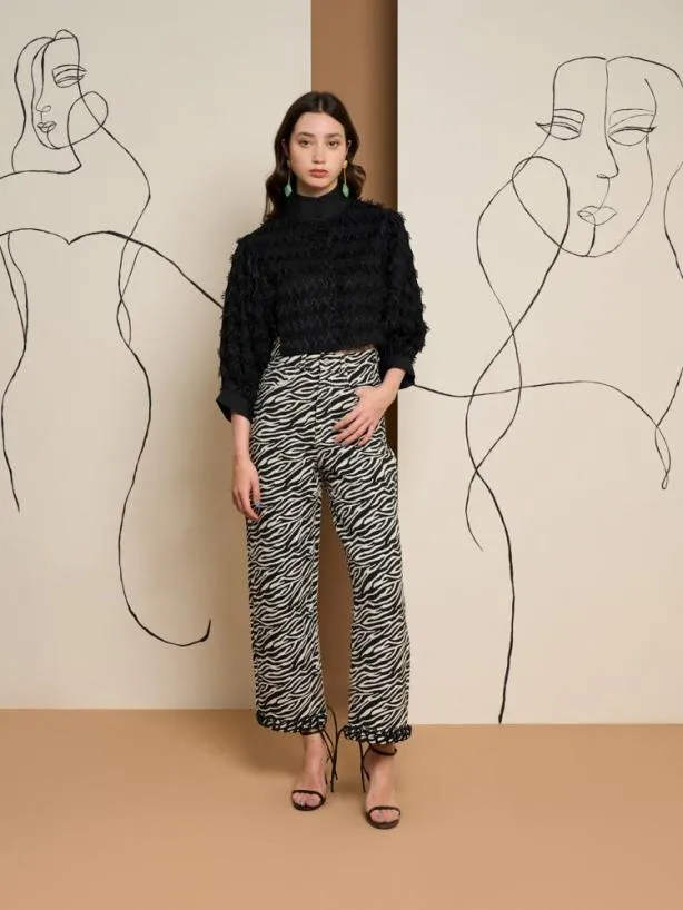 Sister Jane Bottoms Womenswear Ghospell Stevie Zebra Trousers Downtown Brown
