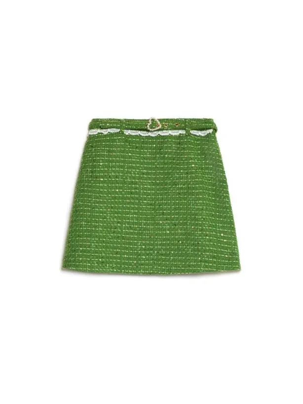 Sister Jane Bottoms Womenswear Macaron Tweed Mini Skirt Grass Green