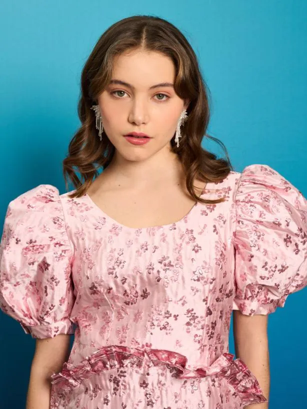 Sister Jane Dresses Womenswear Cherub Fish Jacquard Mini Dress Baby Pink