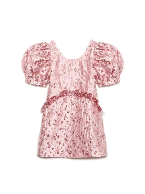 Sister Jane Dresses Womenswear Cherub Fish Jacquard Mini Dress Baby Pink