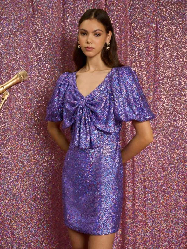 Sister Jane Dresses Womenswear Dance Sequin Mini Dress Deep Purple