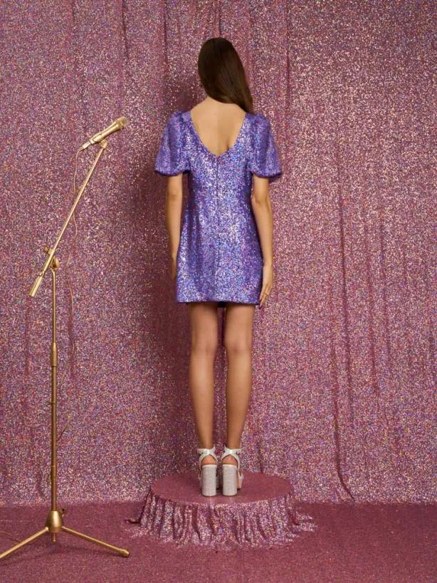 Sister Jane Dresses Womenswear Dance Sequin Mini Dress Deep Purple