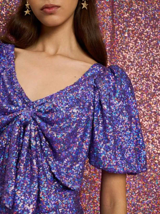 Sister Jane Dresses Womenswear Dance Sequin Mini Dress Deep Purple