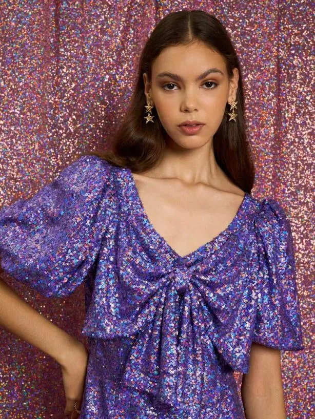 Sister Jane Dresses Womenswear Dance Sequin Mini Dress Deep Purple