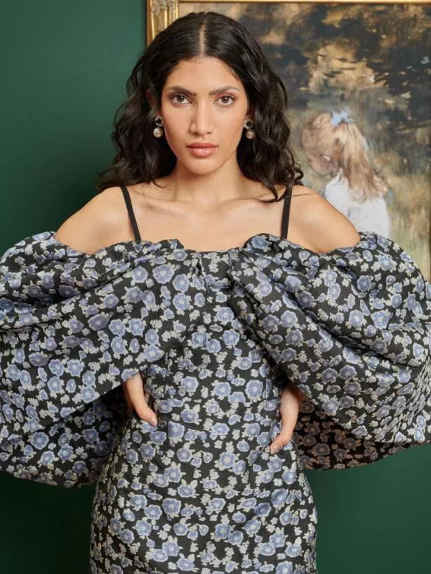 Sister Jane Dresses Womenswear DREAM Apollo Floral Puffball Dress Blue Black