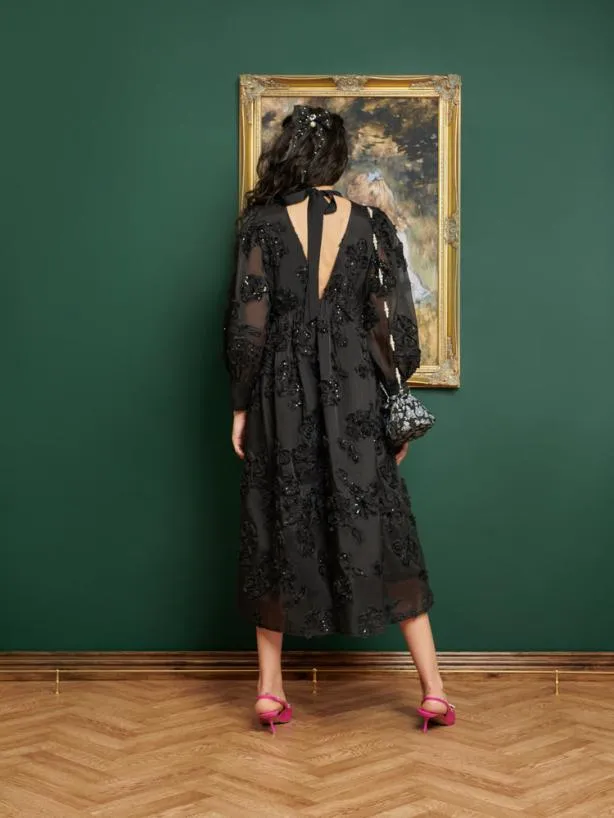Sister Jane Dresses Womenswear DREAM Estelle Floral Midi Dress Coal Black