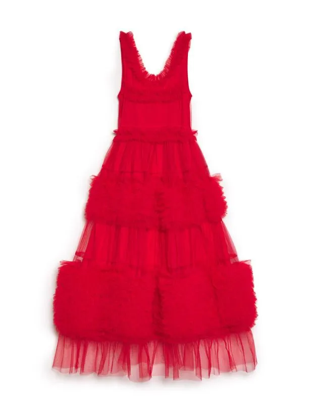 Sister Jane Dresses Womenswear DREAM Frida Tulle Ruffle Midi Dress Ruby Red