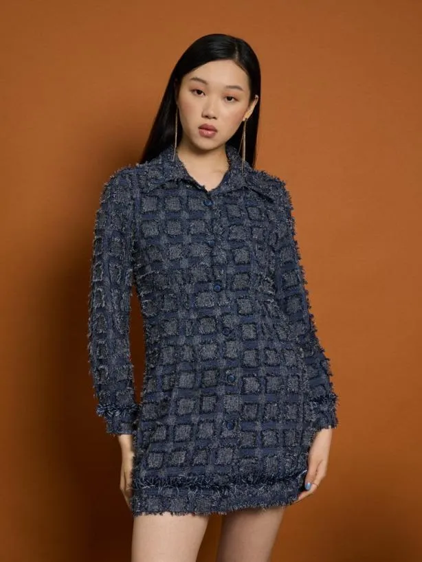 Sister Jane Dresses Womenswear Ghospell Esther Fray Mini Dress Aegean Blue