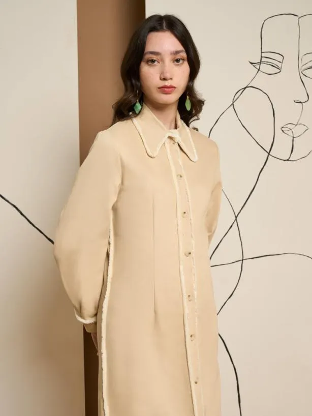Sister Jane Dresses Womenswear Ghospell Harper Frayed Shirt Dress Almond Beige
