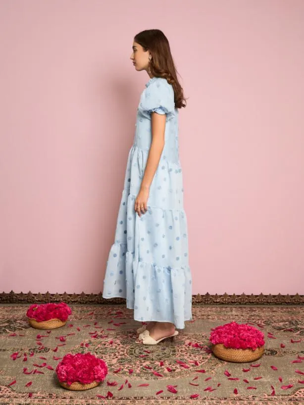 Sister Jane Dresses Womenswear Iolite Tiered Midi Dress Misty Glow Blue