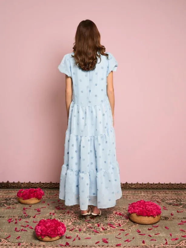 Sister Jane Dresses Womenswear Iolite Tiered Midi Dress Misty Glow Blue
