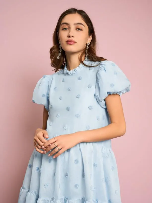 Sister Jane Dresses Womenswear Iolite Tiered Midi Dress Misty Glow Blue