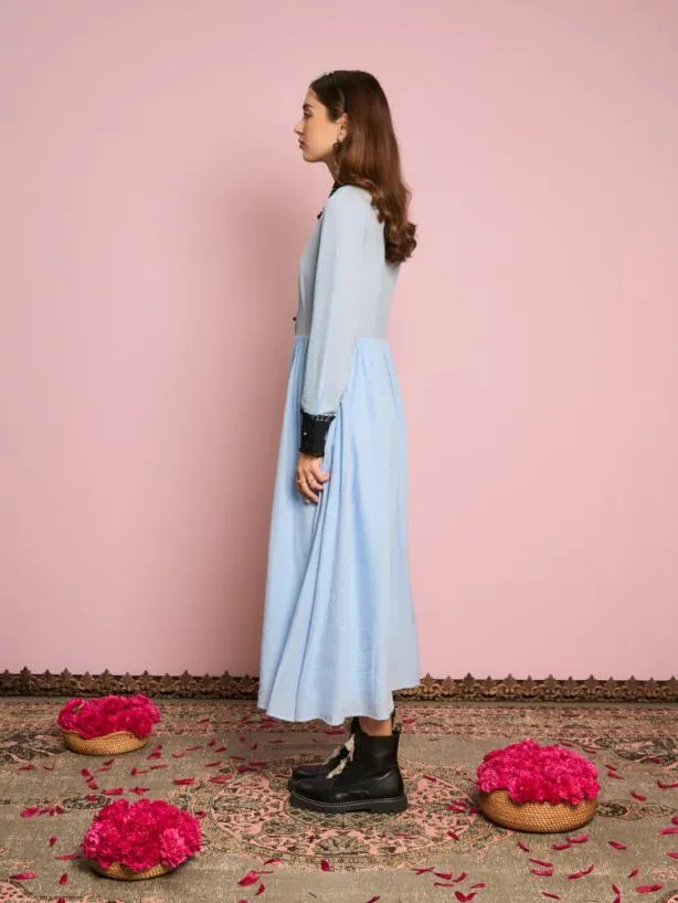 Sister Jane Dresses Womenswear Naila Flower Trim Dress Halogen Blue