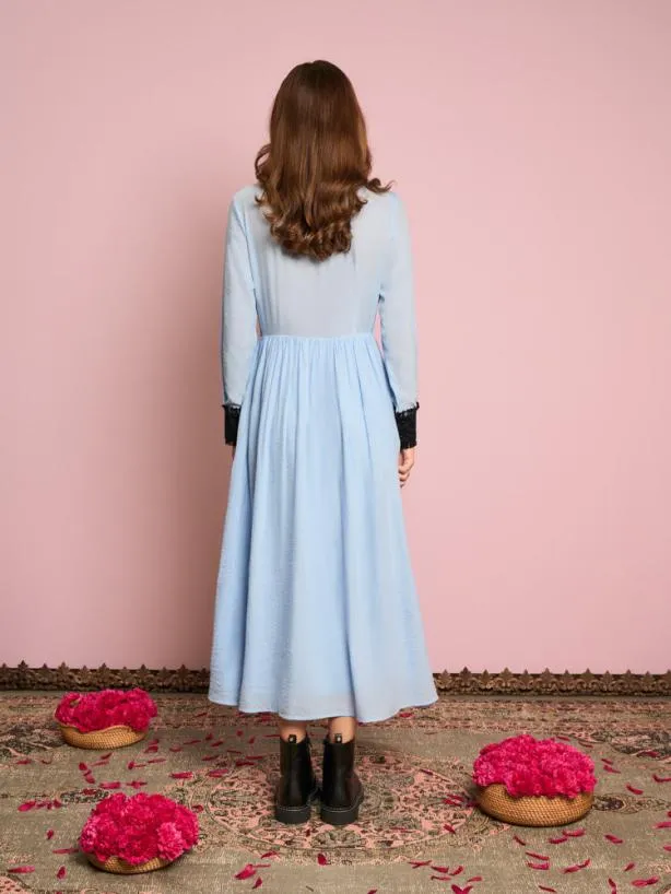 Sister Jane Dresses Womenswear Naila Flower Trim Dress Halogen Blue