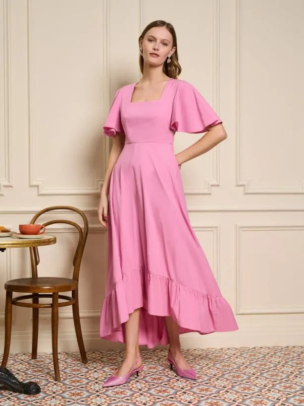 Sister Jane Dresses Womenswear Noisette Flare Midi Dress Geranium Pink