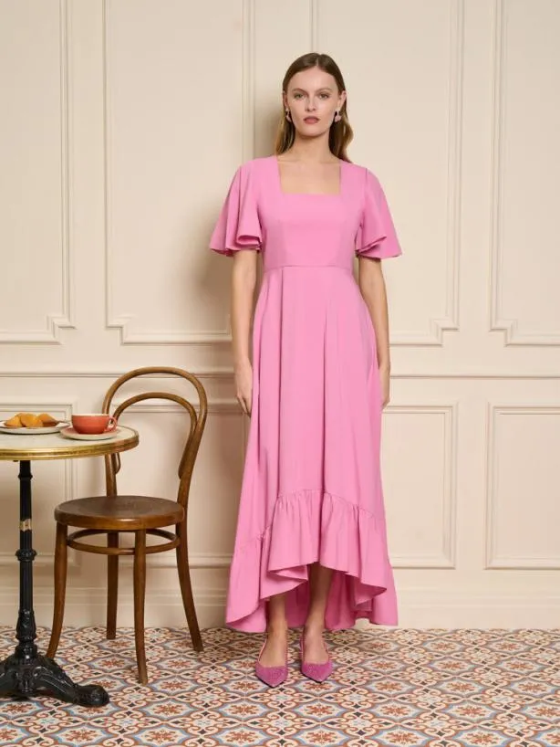 Sister Jane Dresses Womenswear Noisette Flare Midi Dress Geranium Pink