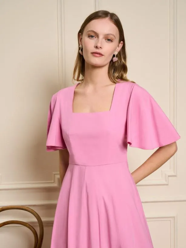 Sister Jane Dresses Womenswear Noisette Flare Midi Dress Geranium Pink