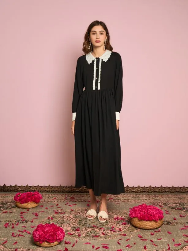 Sister Jane Dresses Womenswear Samode Midi Dress Ink Black